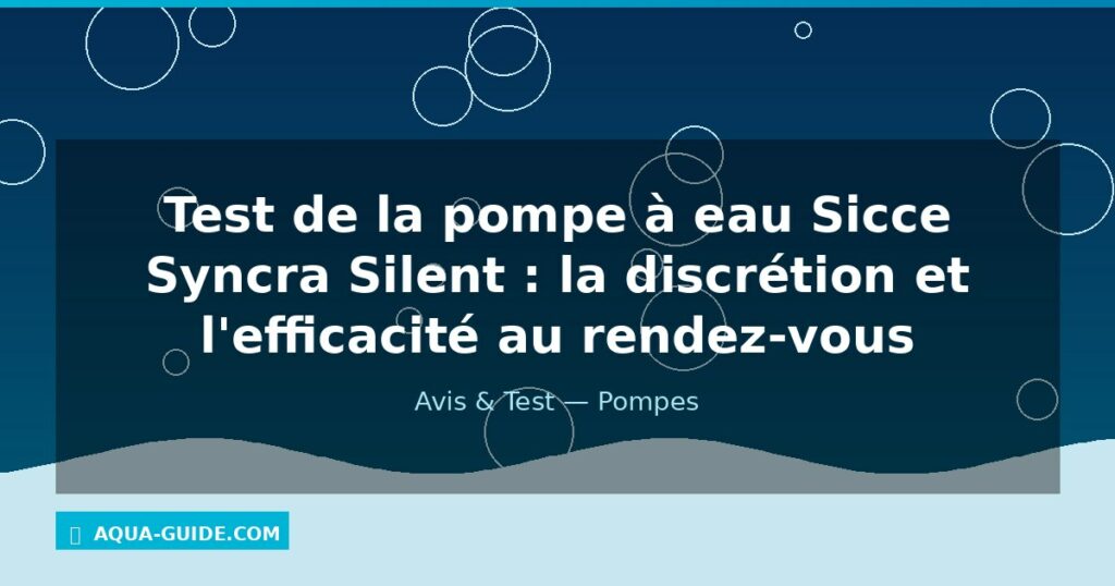 Test de la pompe à eau Sicce Syncra Silent : la discrétion et l'efficacité au rendez-vous